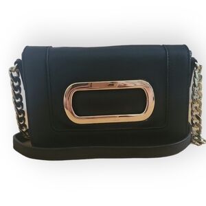 Banana Republic Black Faux Leather Chain Crossbody Bag